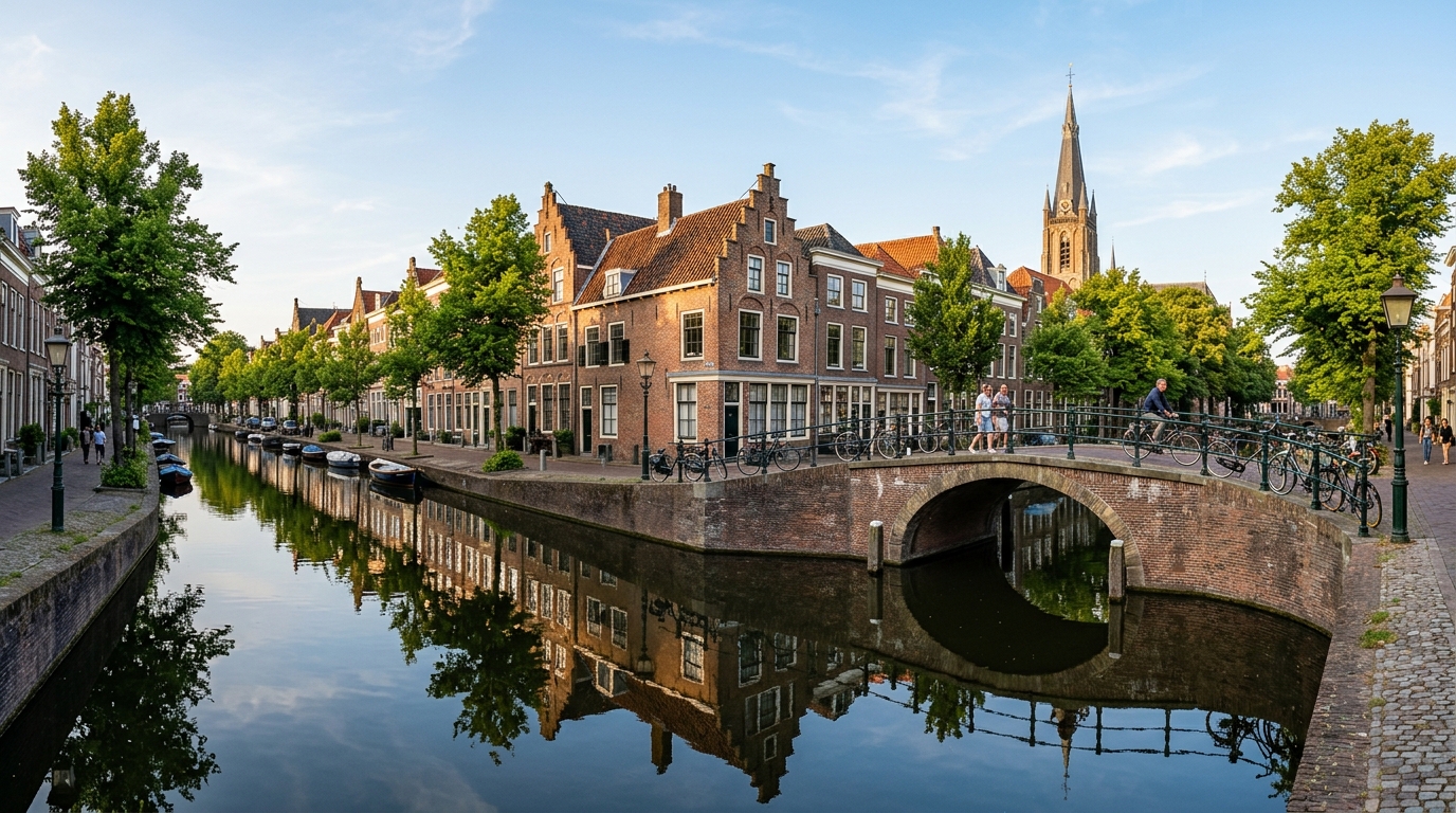 Delft City Center and Canal, The Netherlands